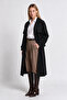 Belted Seasonal Long Trench Coat Lby0090 Black - 4