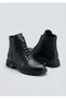 26Bk143-3400 Genuine Leather Rubber Lace-Up Zippered Boots for Women - 6