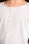 Cotton Fitted Buttoned Collar Ribbed Long Sleeve Light Gray Melange T-Shirt Girl Child I1975A826Au - 5