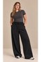 Plus Size Gathered Waist Textured Trousers - 2