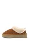 Women's Tan Suede W Tazz Thick Soled Genuine Leather Fur Slippers - 5