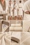 3 Piece Men's Kimono Bathrobe Set 100% Cotton Certified Striped Contrast Men's Bathrobe Set - Cream - 8