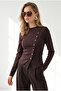 Women's Brown Asymmetrical Button Pleated Detailed Knitwear Sweater Kzk-19001174 - 2