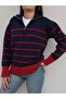 Half-Zip Striped Knit Sweater - 2
