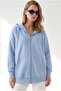Women's Baby Blue Hooded Kangaroo Pocket Oversize Basic Sweatshirt Swt-19000801 - 5