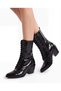 Marcella Lace-Up Black Croco Boots