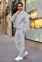 Grimelanj Şardonlu College Collar Relaxed Fit Men's Tracksuit Set E7376 - 3