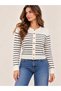 New Season Seasonal Thin Knitted Gold Buttoned Crew Neck Women's Cardigan - 2