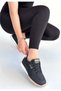 Black Leather Beige Sole Lace-Up Sports Shoes