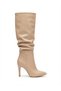 Zri̇nxx-2003 Premium Beige Bellows Thin Heeled Daily Women's Boots 11 cm - 2
