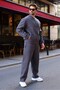 Smoked Şardonlu College Collar Relaxed Fit Men's Tracksuit Set E7376 - 2