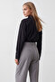 Women's black knit button detailed shirt alc-x15897 - 5