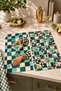 Olive Hour Green Checkerboard Patterned 2-Piece Kitchen Towel Set 40X60 - 3