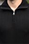 Black Stand Collar Half Zipper Striped Men's Knitwear Sweater E7535 - 5