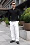 Black Stand Collar Half Zipper Striped Men's Knitwear Sweater E7535 - 2