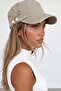 Women's khaki hat with hook and needle accessory alc-x15877 - 3