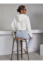 Women's White Hooded Zippered Oversize 3 Thread Raised Crop Cardigan - 4