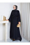 Buttoned Belted Lined Hijab Dress Rc6061 - 4
