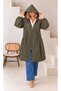 Women's Plus Size Hooded Parachute Fabric Pocket Drawstring Detailed Lined Oversize Trench Coat Coat Jacket Raincoat 29011 - 5