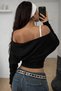 Women's Double Breasted Collar Long Sleeve Crop Blouse - 2
