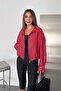 Square Pattern Zipper Jacket-Red Red - 3