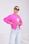 Women's Stand Collar Bomber Jacket with Pockets and Elastic Waist - 3