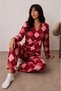 Women's Buttoned Winter Home Red Pajama Set - 2