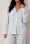 Women's Buttoned Winter Home Blue Pajama Set - 3