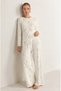 Night Ecru Women's Patterned Long Sleeve Pajama Set 4722 - 4