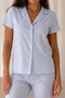Women's Loose Long-Legged Cotton Blue Pajama Set - 3