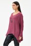 Women's Burgundy Italian Large Size Self Horizontal Line Patterned Collared Knitwear Blouse 40 - 48 Size - 2