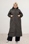63030 Large Size Hooded Bondit Cap with Elastic Sleeves - Coffee