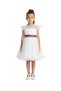 Girls 2-in-1 White Tulle Party Dress with Sheer Illusion Neckline & Removable UAE Flag Belt