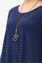 Women's Navy Blue Italian Large Size Self Horizontal Line Patterned Collared Knitwear Blouse 40 - 48 Size - 3