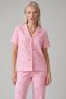 Night Pink Plaid Bow Patterned Short Sleeve Pajamas Set Women's Buttoned Long Bottom Pajamas Set 4633 - 2