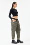 Women's Khaki Italian Plus Size Leopard Patterned Lycra Carrot Pants 40 - 50 Size - 2