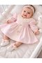 Pink Long-Sleeved Presentable Dress with Floral Details Vintage - 2