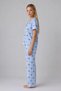 Blue Ribbon Patterned Striped Wrinkled Pajama Set 4645-Blue - 4