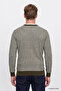 Men's Green-White Warm Standard Fit Regular Cut Crew Neck Striped Knitwear Sweater - 5