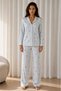 Women's Patterned Basic Winter Blue Pajama Set - 5