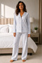 Women's Long Sleeve Cotton Blue Pajama Set - 6