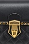 Black Quilted Embroidered Chain Strap Detailed Stylish Design Women's Shoulder Bag - 6