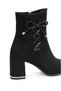 Women's Suede Lace-Up Bow Detailed Thick Heeled Pointed Toe Boots