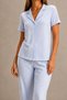 Night Blue Women's Short Sleeve Comfortable Fit Stylish Pajama Set - 3