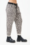Women's Beige Italian Large Size Leopard Patterned Lycra Carrot Pants 40 - 50 Size - 6