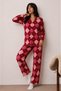 Women's Buttoned Winter Home Red Pajama Set - 6