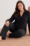 Women's Polka Dot Buttoned Black Pajama Set 852 - 5