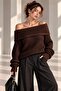 Women's Madonna Collar Knitwear Sweater Soft Textured Shoulder Cut-Out Comfortable Fit My3535 - 3