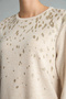 E9895Axbg322 Beige Regular Fit Crew Neck Patterned Long Sleeve T-Shirt - 4