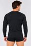 Men's Black Thermal Top Underwear with Cuffs, Long Sleeve, Crew Neck, Winter - 2